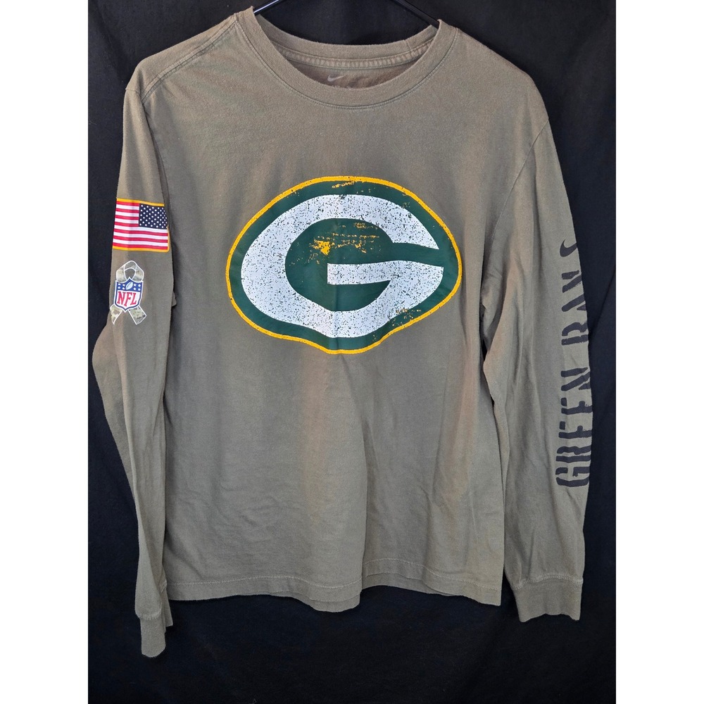 Nike Green Bay Packers Salute to Service Long Sleeve Shirt Men Medium Olive Drab